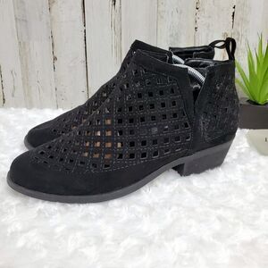 Carlos Santana Perforated Black Ankle Boots
